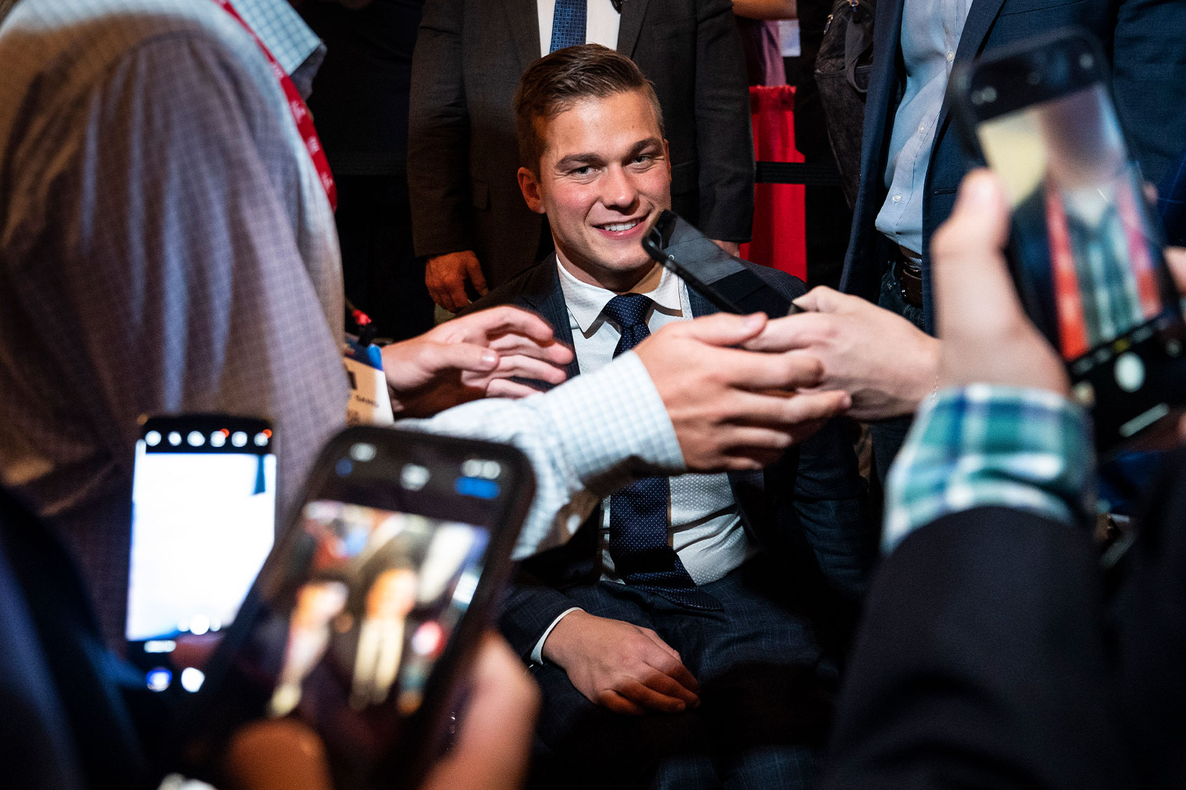 Rep. Madison Cawthorn, R-N.C., poses for photos during the second day of the Conservative Political Action Conference CPAC on Friday, Feb. 25, 2022 in Orlando, FL. (Jabin Botsford/The Washington Post via Getty Images)