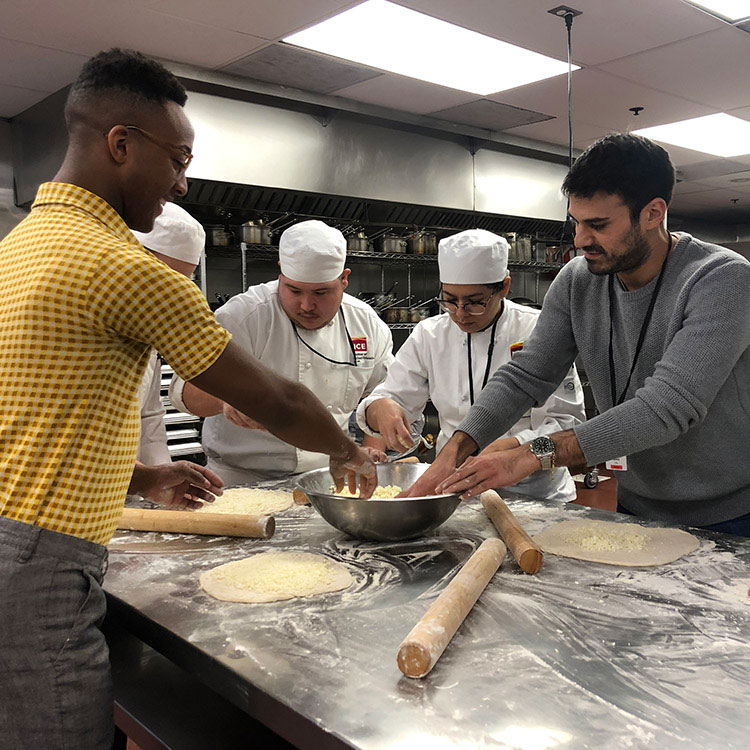 ICE students making khachapuri
