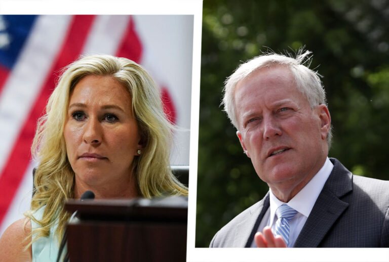 Marjorie Taylor Greene and Mark Meadows (Photo illustration by Salon/Getty Images)