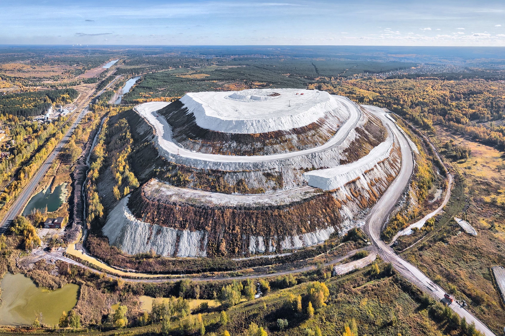 Large open air phosphogypsum waste storage (Getty Images/bbsferrari)