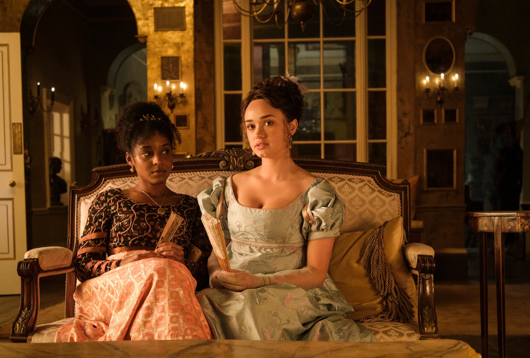 Crystal Clarke as Georgiana Lambe and Rose Williams as Charlotte Heywood in "Sanditon" (Red Planet/PBS)
