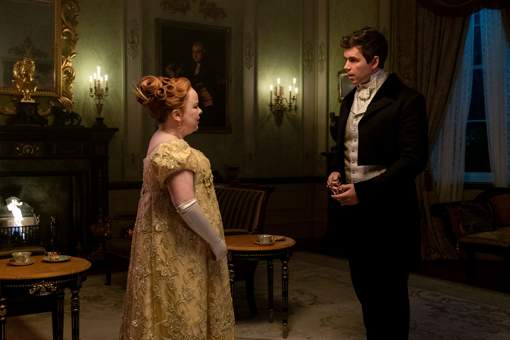 Nicola Coughlan as Penelope Featherington and Luke Newton as Colin Bridgerton in "Bridgerton" (Liam Daniel/Netflix)