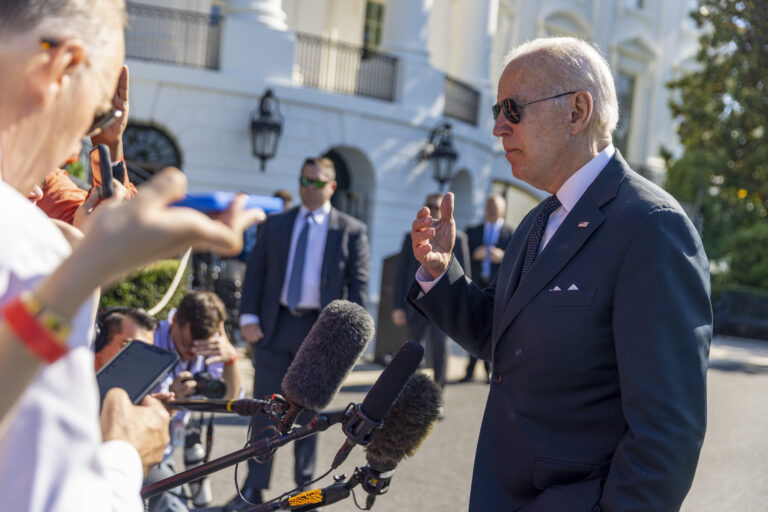 President Joe Biden speaks to the media on the south lawn of the White House on May 30. (Tasos Katopodis/Getty Images)
