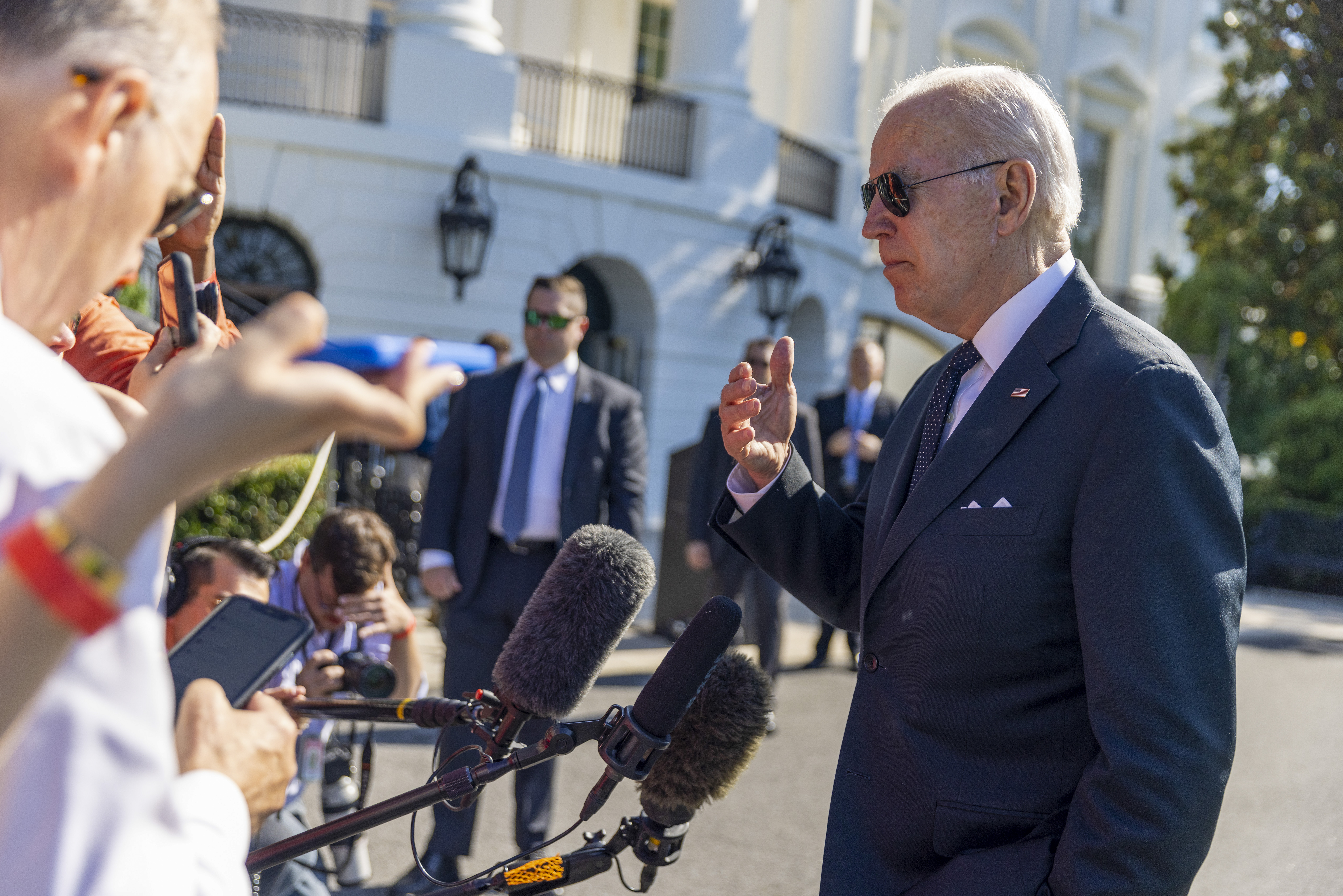 President Joe Biden speaks to the media on the south lawn of the White House on May 30. (Tasos Katopodis/Getty Images)