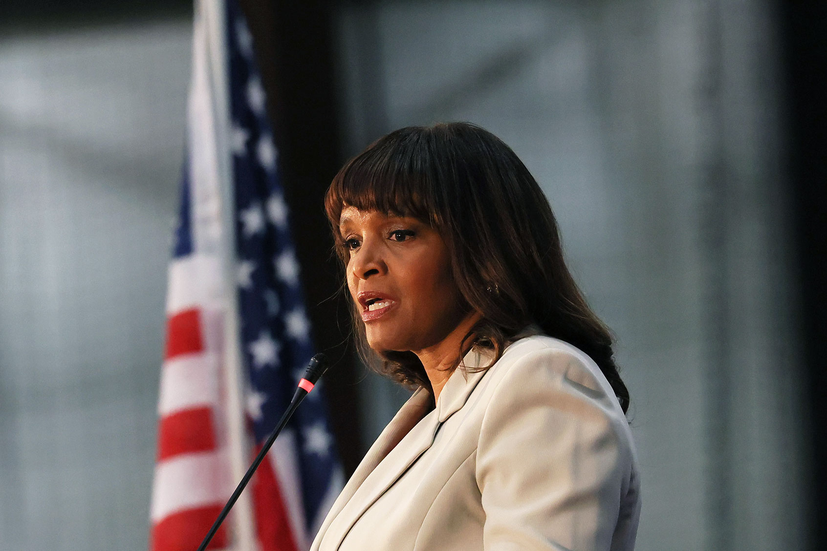 Pennsylvania U.S. Senate candidate Kathy Barnette speaks during a Republican leadership forum at Newtown Athletic Club on May 11, 2022 in Newtown, Pennsylvania. (Michael M. Santiago/Getty Images)