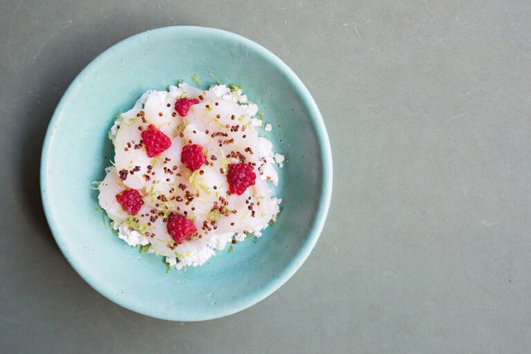 Chef Adriana Urbana’s scallop crudo. (Kathryn Sheldon / Institute of Culinary Education)