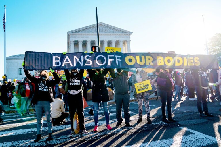 Abortion rights advocates and anti-abortion protesters demonstrate in front of the Supreme Court of the United States on Wednesday, Dec. 1, 2021 in Washington, DC. (Kent Nishimura / Los Angeles Times via Getty Images)