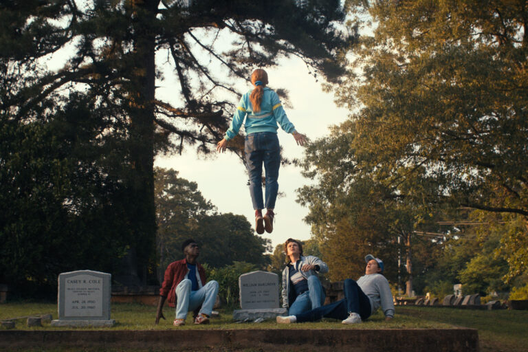 Caleb McLaughlin as Lucas, Sadie Sink as Max, Joe Keery as Steve and Gaten Matarazzo as Dustin in "Stranger Things" (Courtesy of Netflix)