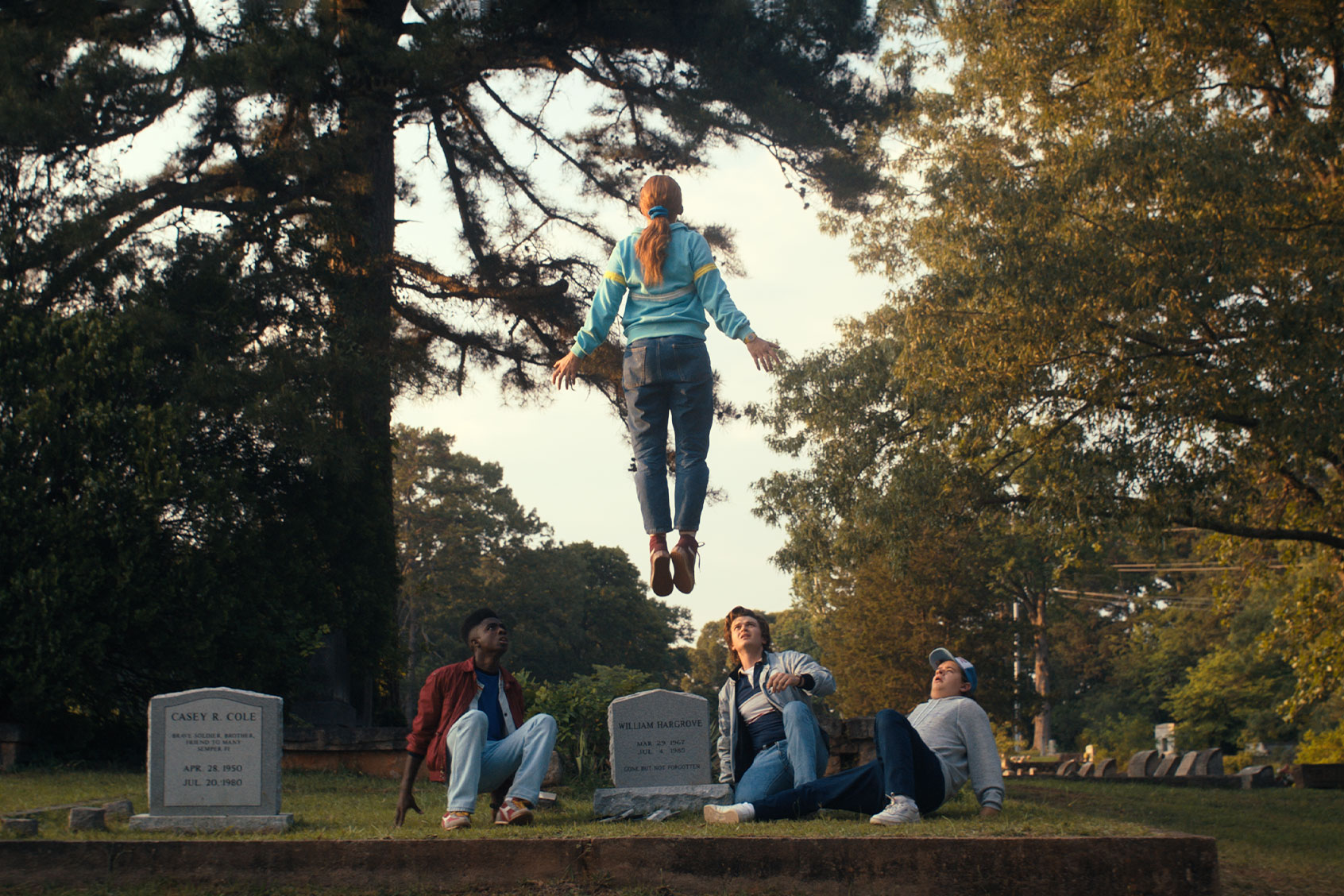 Caleb McLaughlin as Lucas, Sadie Sink as Max, Joe Keery as Steve and Gaten Matarazzo as Dustin in "Stranger Things" (Courtesy of Netflix)
