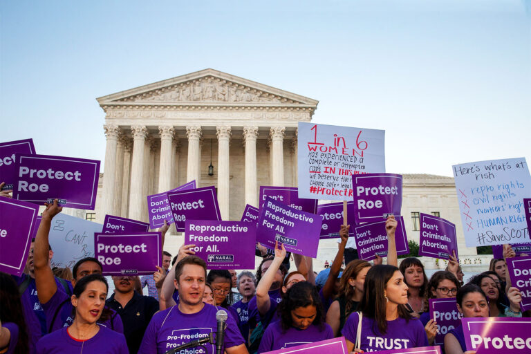 Pro-choice protesters demonstrate in front of the U.S. Supreme Court on July 9, 2018 in Washington, DC. (Tasos Katopodis/Getty Images)