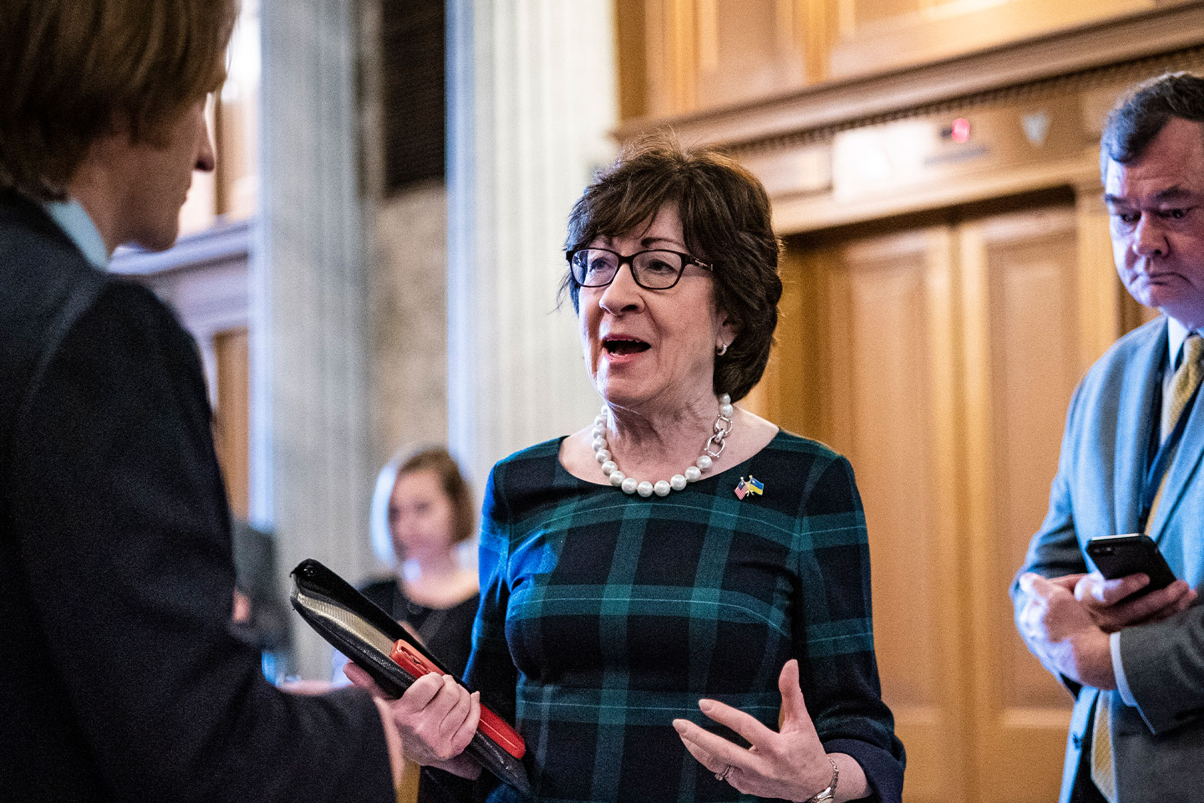 Sen. Susan Collins, R-Maine, speaks to reporters on Capitol Hill on Tuesday, April 05, 2022 in Washington, DC. (Jabin Botsford/The Washington Post via Getty Images)