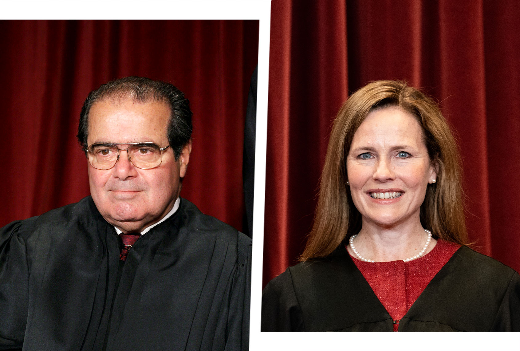 Antonin Scalia and Amy Coney Barrett (Photo illustration by Salon/Getty Images)