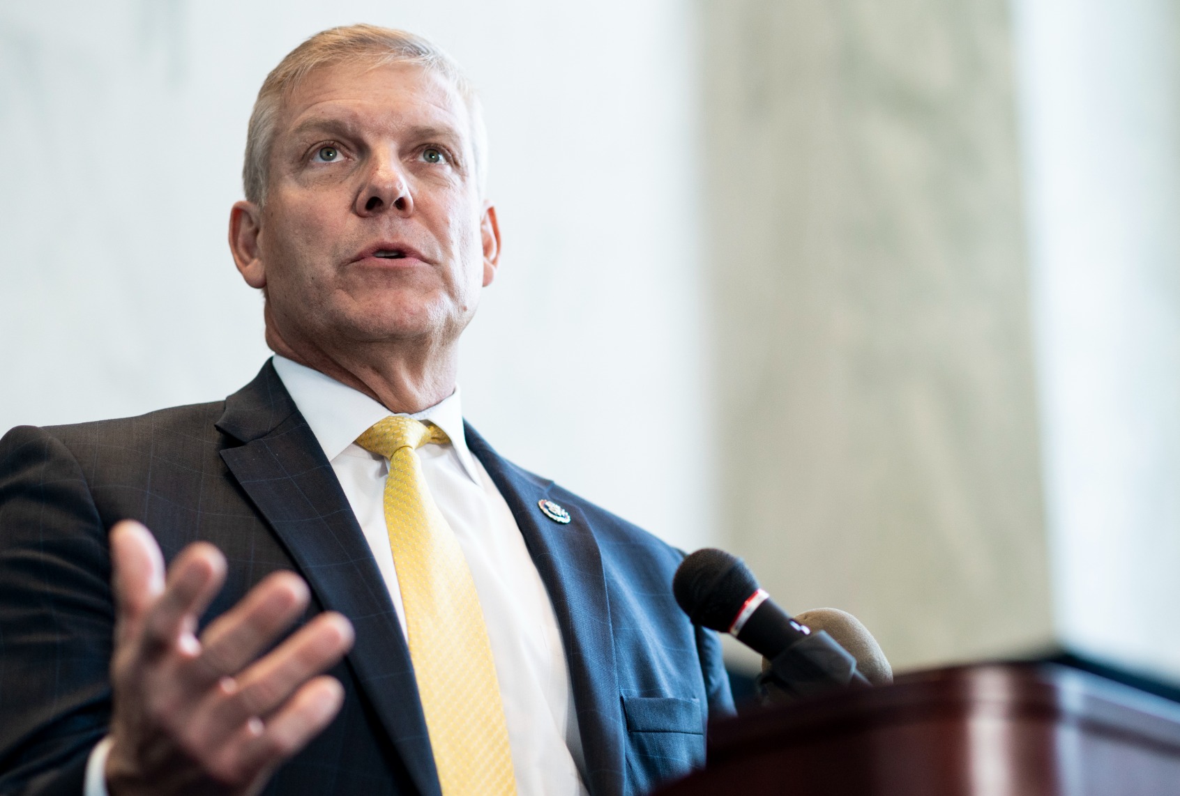 Rep. Barry Loudermilk, R-Ga., speaks during the Republican Study Committee press conference in the Rayburn House Office Building on Wednesday, May 19, 2021. (Photo by Bill Clark/CQ-Roll Call, Inc via Getty Images)