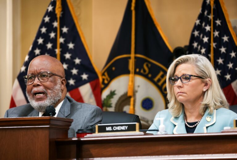 U.S. Rep. Bennie Thompson (D-MS), Chair of the Select Committee to Investigate the January 6th Attack on the U.S. Capitol, joined by Vice Chairwoman Rep. Liz Cheney (R-WY), delivers opening remarks during a hearing on the January 6th investigation in the Cannon House Office Building on June 13, 2022 in Washington, DC. (Photo by Alex Wong/Getty Images)