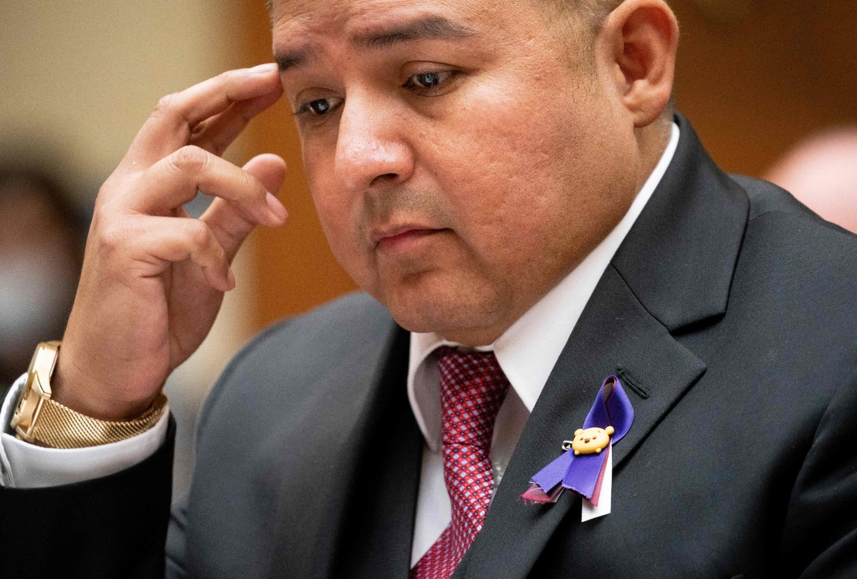 Roy Guerrero, a pediatrician from Uvalde, Texas, testifies to the House Oversight and Reform Committee hearing on gun violence on Capitol Hill in Washington, DC, on June 8, 2022. (STEFANI REYNOLDS/AFP via Getty Images)