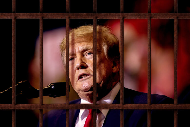 Donald Trump behind bars (Photo illustration by Salon/Getty Images)