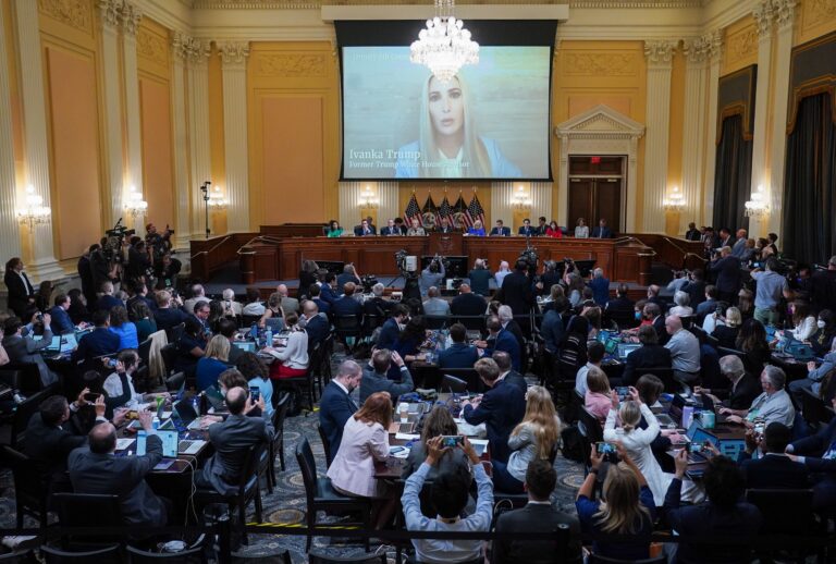 Video of Ivanka Trump speaking with committee members is shown at a hearing held by the Select Committee to Investigate the January 6th Attack on the U.S. Capitol on June 09, 2022 on Capitol Hill in Washington, DC. (Photo by Jabin Botsford-Pool/Getty Images)