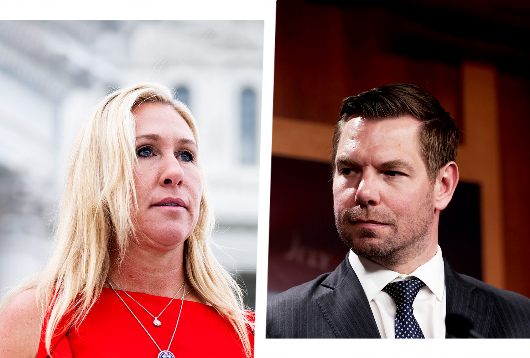 Marjorie Taylor Greene and Eric Swalwell (Photo illustration by Salon/Getty Images)
