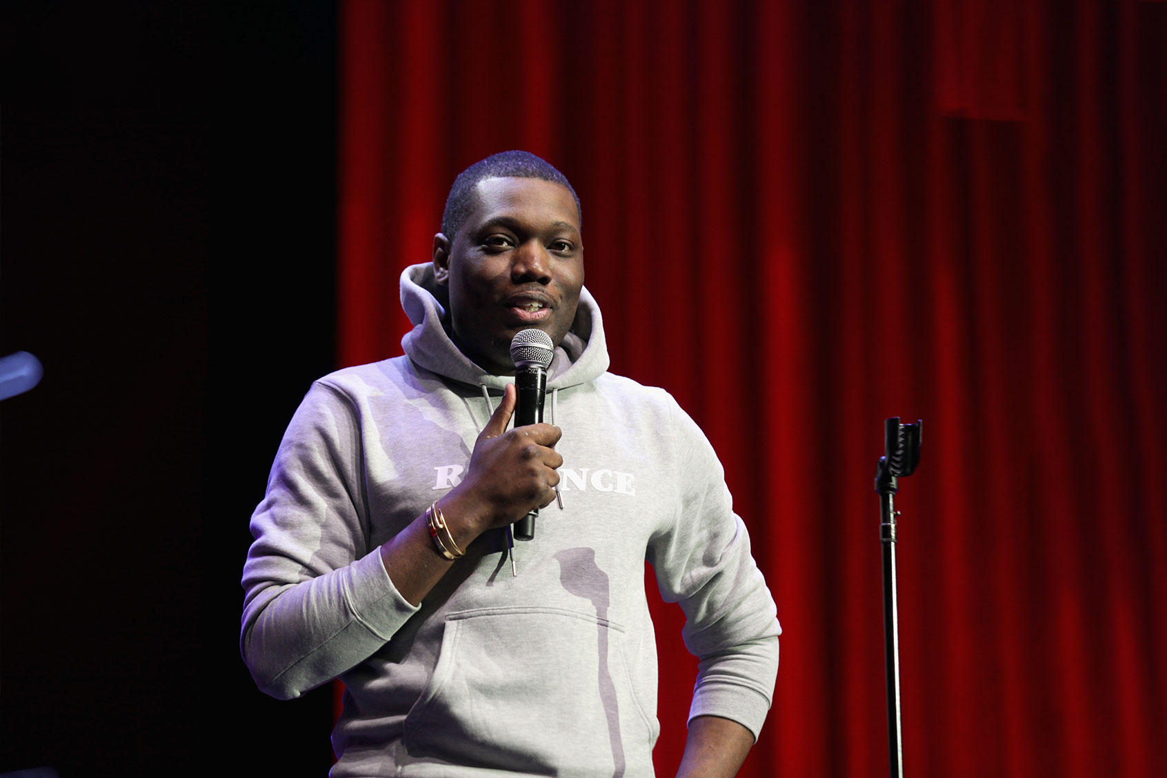 Michael Che performs on the Bill Graham Stage during Clusterfest at Civic Center Plaza and The Bill Graham Civic Auditorium on June 2, 2018 in San Francisco, California. (Getty Images/FilmMagic)
