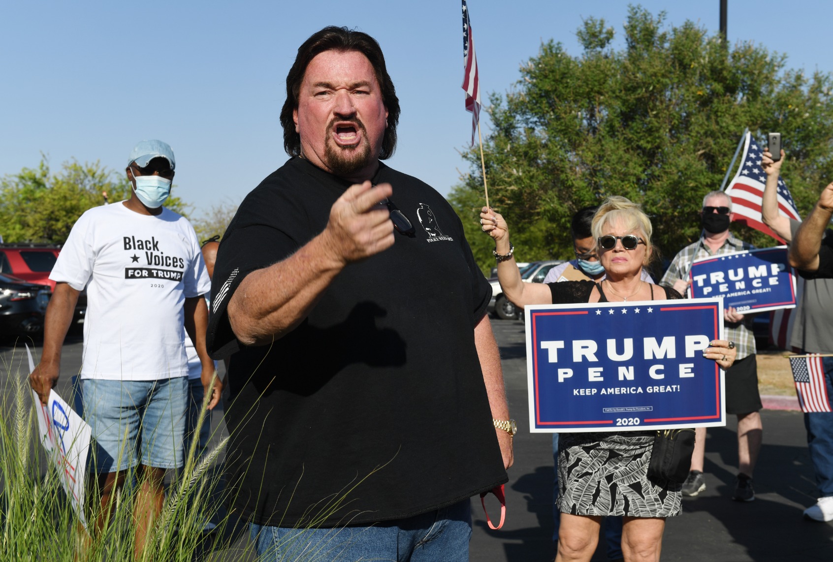 Nevada Republican Party Chairman Michael McDonald at protest against the passage of a mail-in voting bill during a Nevada Republican Party demonstration at the Grant Sawyer State Office Building on August 4, 2020 in Las Vegas, Nevada. (Ethan Miller/Getty Images)