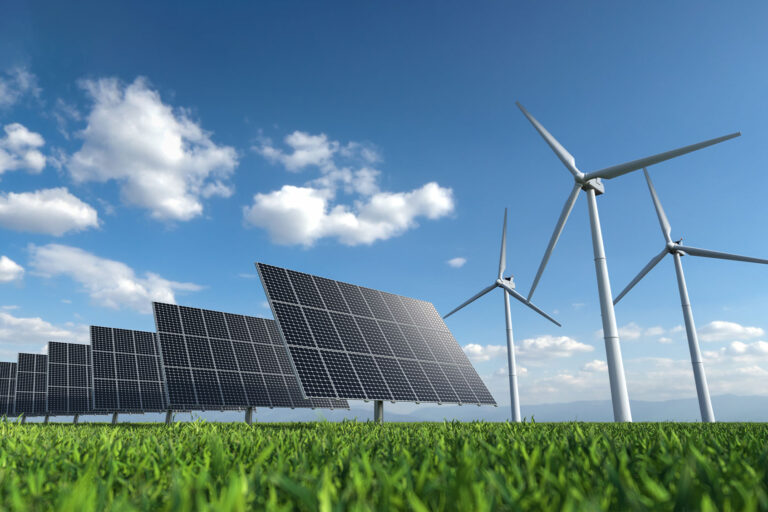 Solar panels and wind turbines (Getty Images/zf L)