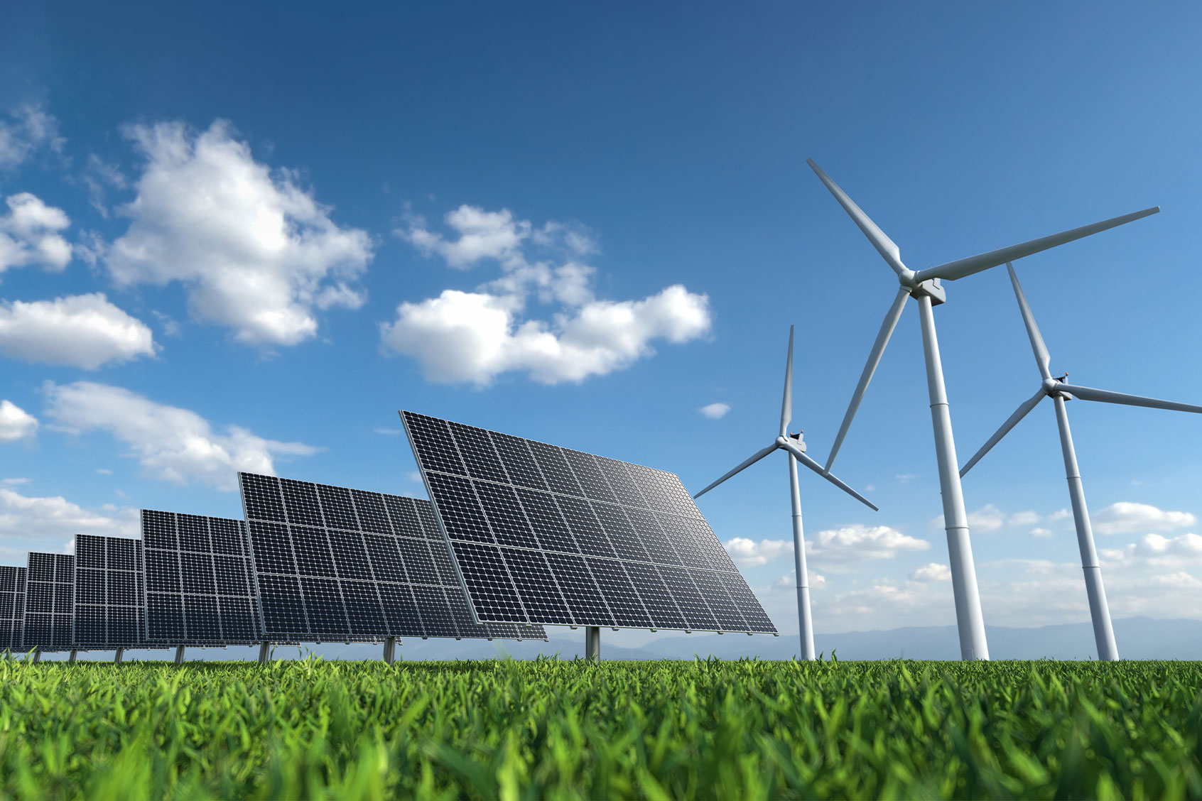 Solar panels and wind turbines (Getty Images/zf L)