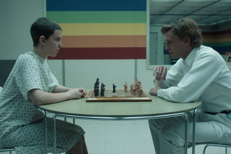 Millie Bobby Brown as Eleven and Jamie Campbell Bower as Peter Ballard in "Stranger Things" (Courtesy of Netflix)