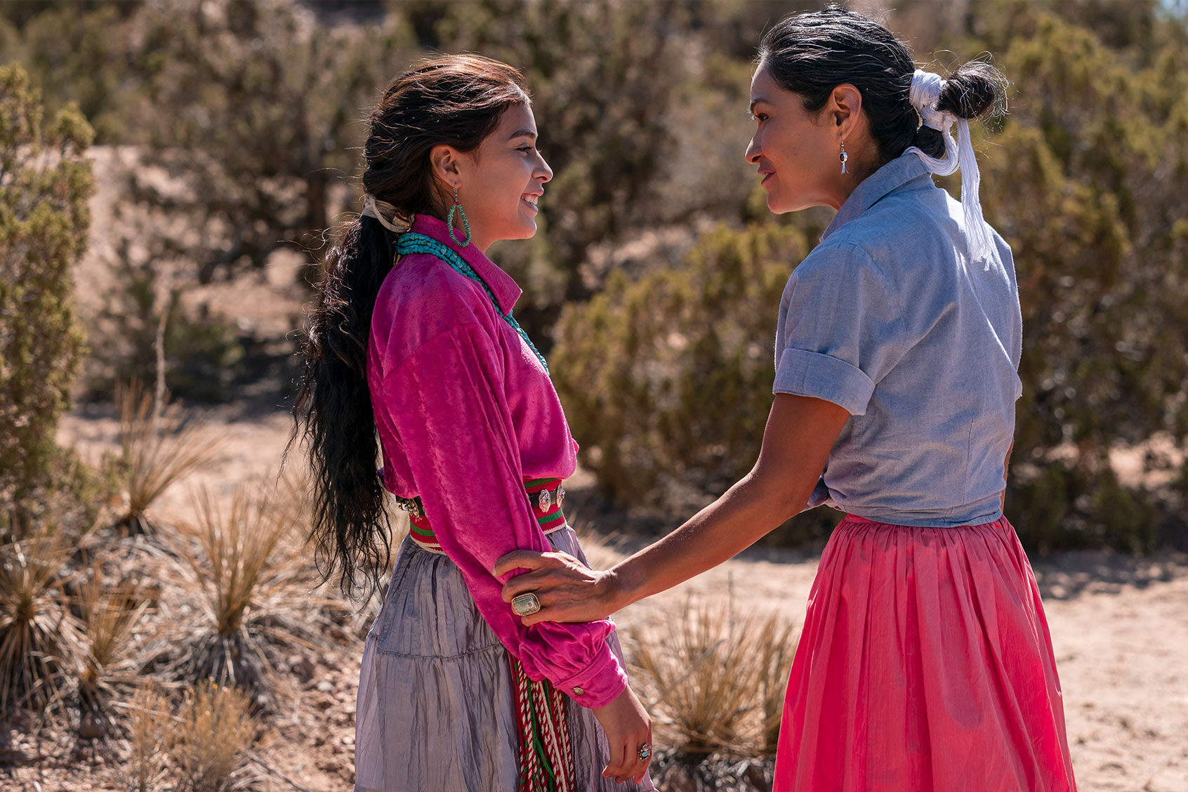 Makena Ann Hullinger as Nanobah and Deanna Allison as Emma Leaphorn in "Dark Winds" (Michael Moriatis/Stalwart Productions/AMC)