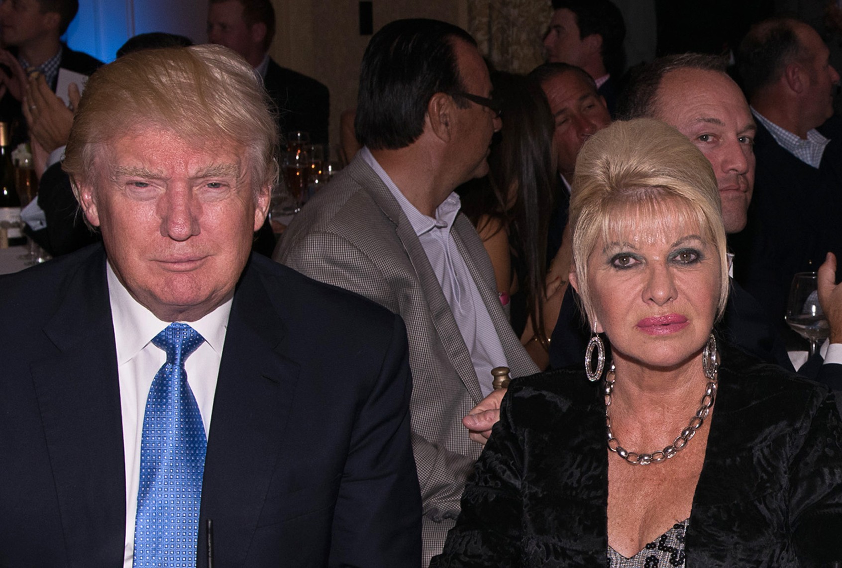 Donald Trump, Ivana Trump, Eric Trump and Lara Yunaska attend The Eric Trump 8th Annual Golf Tournament at Trump National Golf Club Westchester on September 15, 2014 in Briarcliff Manor, New York. (Photo by Dave Kotinsky/Getty Images)