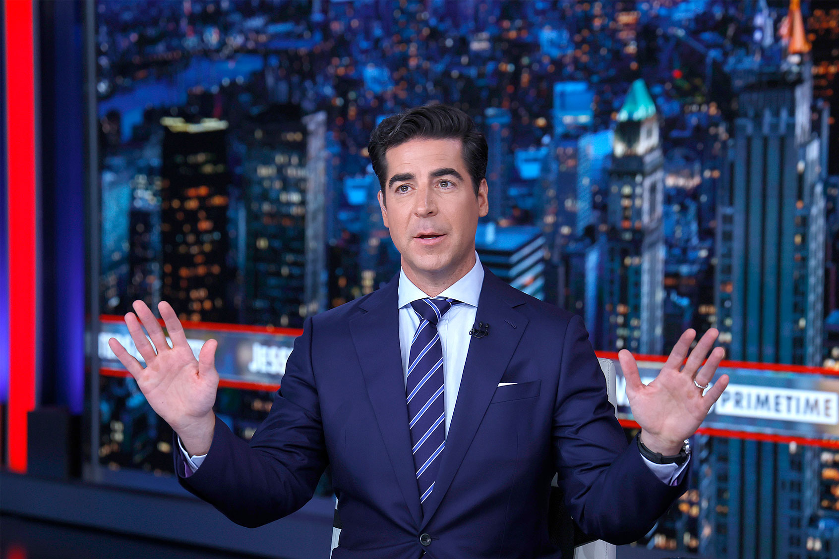 Fox anchor Jesse Watters speaks during "Jesse Watters Primetime" at Fox News Channel Studios (John Lamparski/Getty Images)