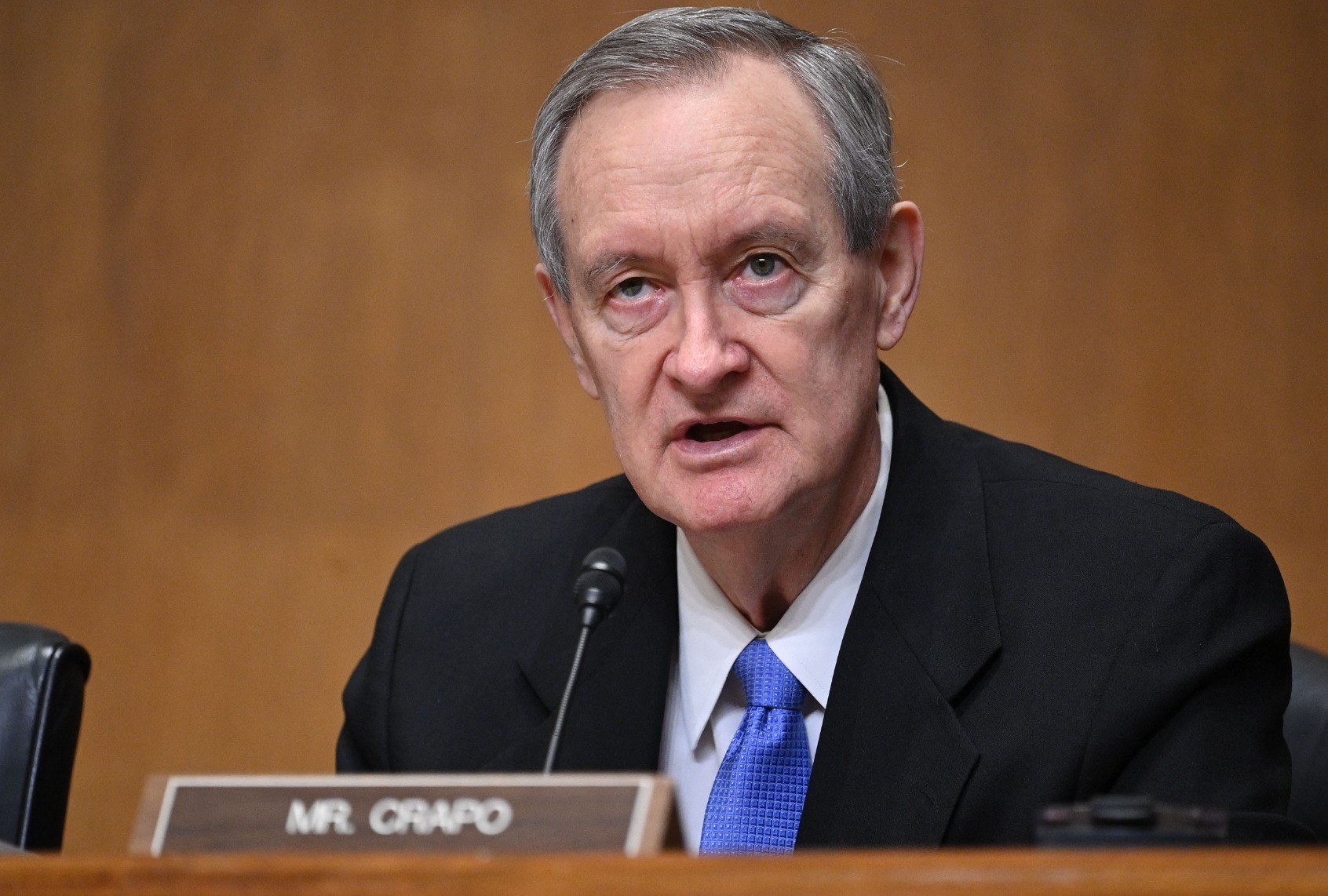 US Senator Mike Crapo speaks during Senate Finance Committee hearing on Capitol Hill in Washington, DC, February 8, 2022. (MANDEL NGAN/AFP via Getty Images)