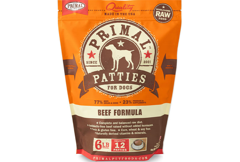 Raw Frozen Primal Patties for Dogs Beef Formula