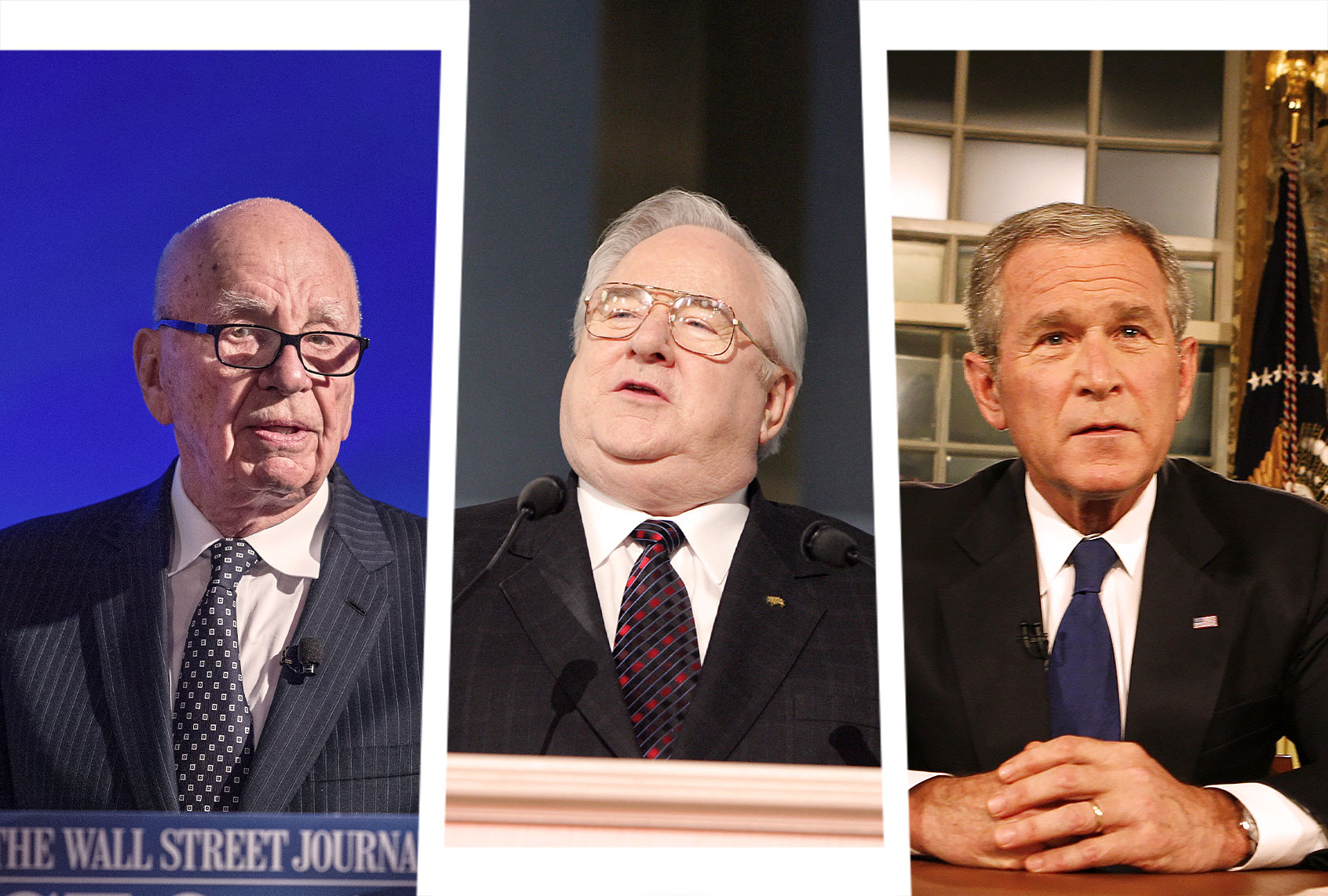 Rupert Murdock, Jerry Falwell and George W. Bush (Photo illustration by Salon/Getty Images)