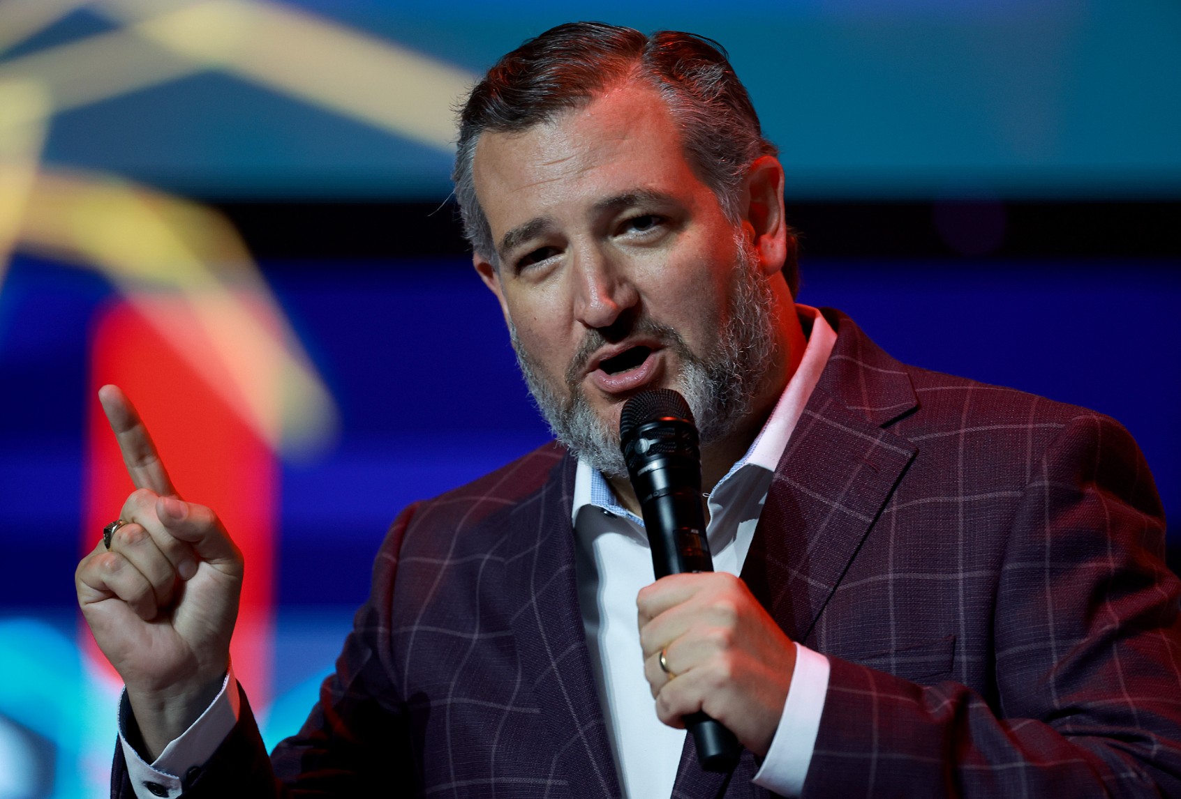 Sen. Ted Cruz (R-TX) on stage during the Turning Point USA Student Action Summit held at the Tampa Convention Center on July 22, 2022 in Tampa, Florida. (Joe Raedle/Getty Images)