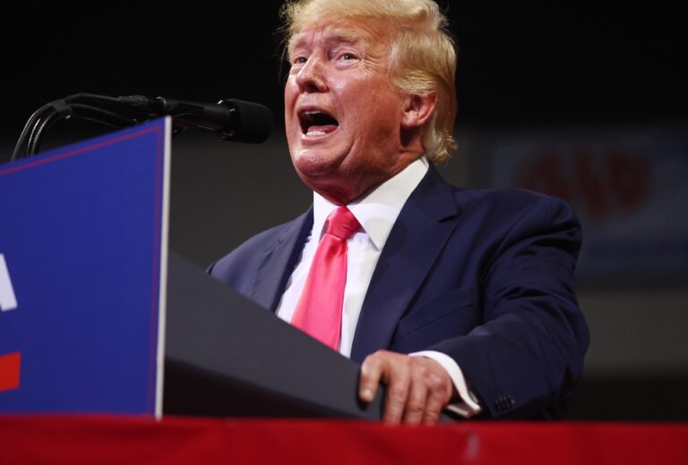 Former President Donald Trump speaks at a ‘Save America’ rally in support of Arizona GOP candidates on July 22, 2022 in Prescott Valley, Arizona. (Mario Tama/Getty Images)