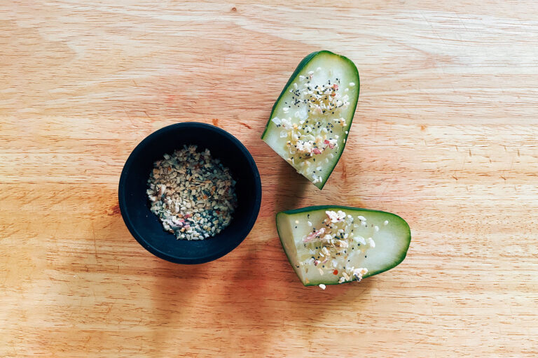 Everything Bagel Mix on a Pickle (Mary Elizabeth Williams)
