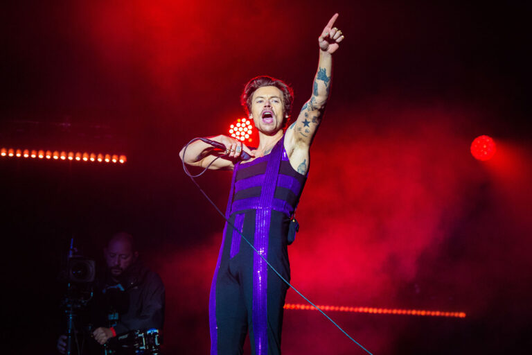 Harry Styles performing on the Main Stage at War Memorial Park on May 29, 2022 in Coventry, England. (Joseph Okpako/WireImage/Getty Images)