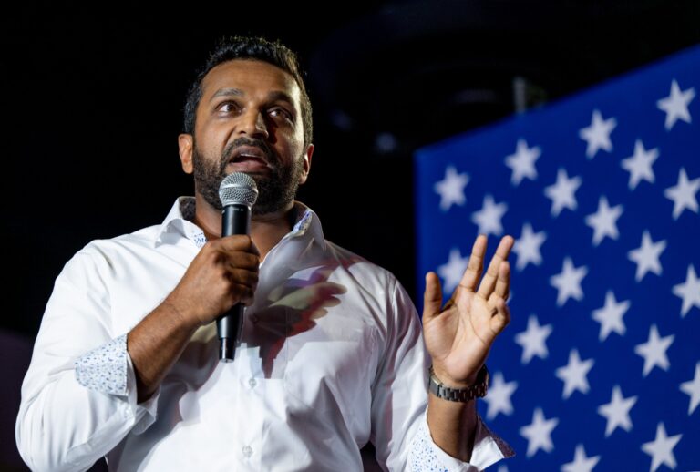 Kash Patel, a former chief of staff to then-acting Secretary of Defense Christopher Miller, speaks during a campaign event for Republican election candidates on July 31, 2022 in Tucson, Arizona. (Brandon Bell/Getty Images)