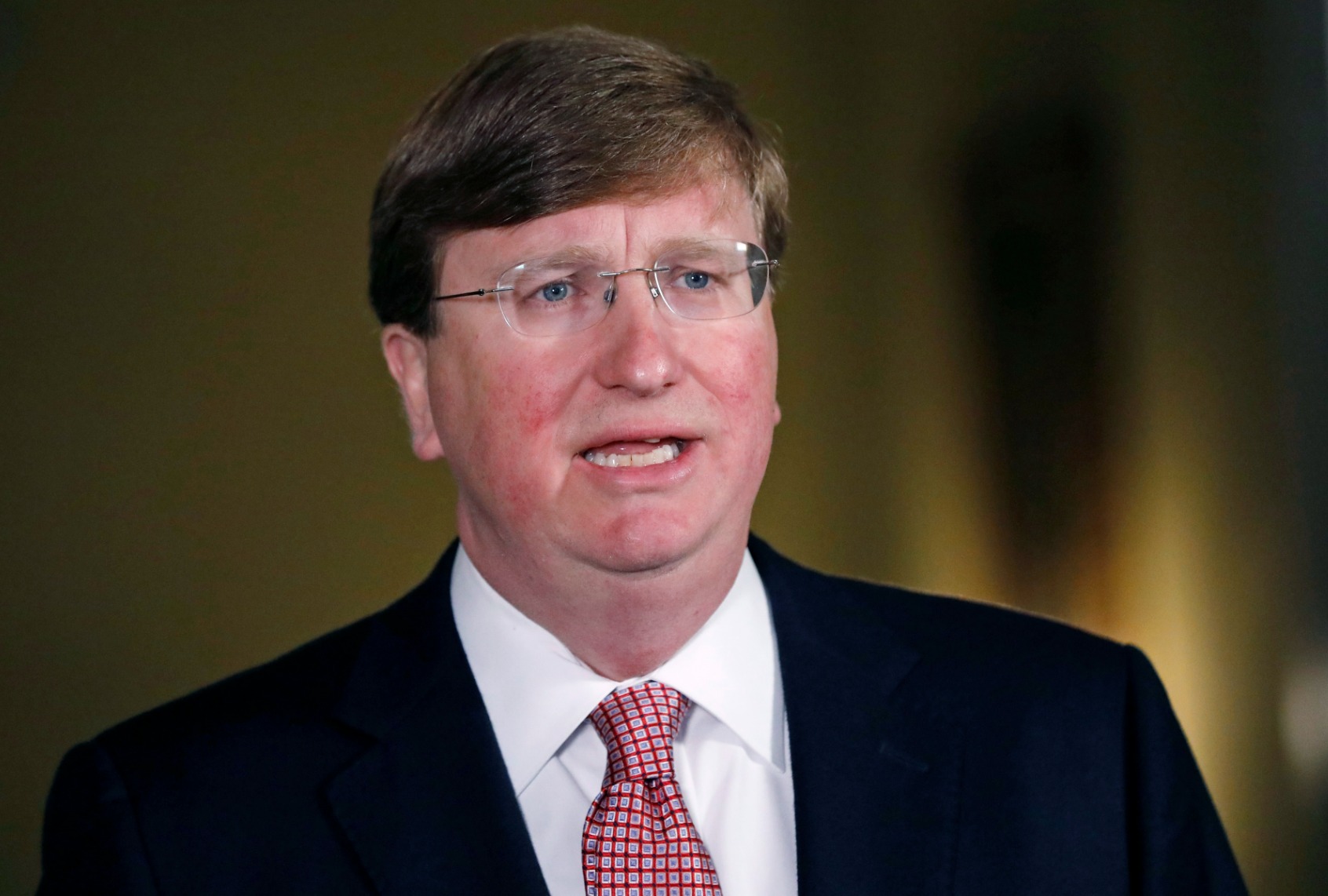 Mississippi Republican Gov. Tate Reeves delivers a televised address at the Governor's Mansion June 30, 2020 in Jackson, Mississippi. (Rogelio V. Solis-Pool/Getty Images)