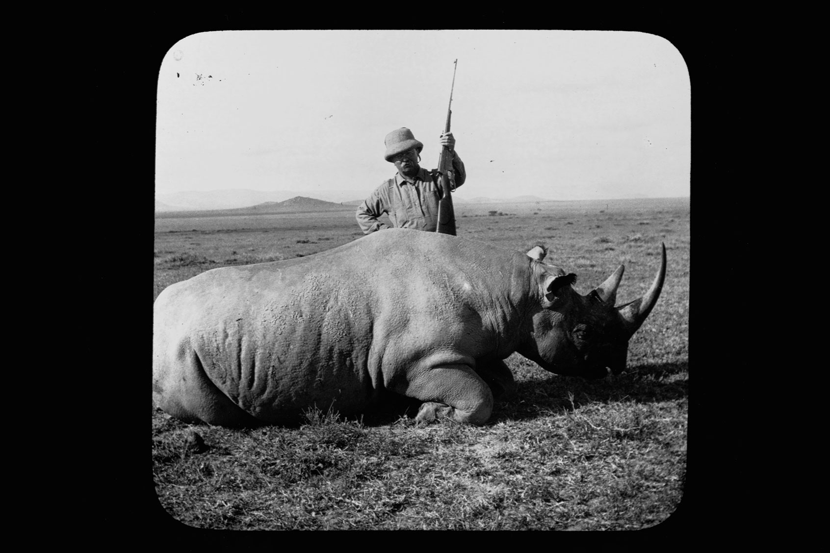 Former President Theodore Roosevelt stands over a rhino he has shot while on safari in Africa. (Edward Van Altena/Library of Congress/Corbis/VCG via Getty Images)