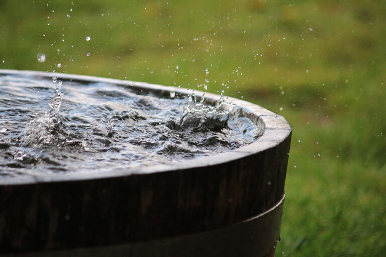 Rain is falling in a wooden barrel (Getty Images/BiancaGrueneberg)