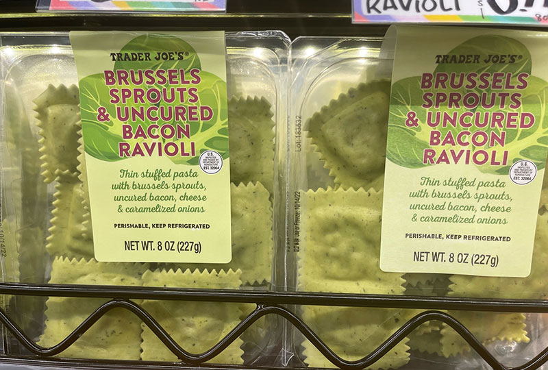 Brussel Sprouts and Uncured Bacon Ravioli