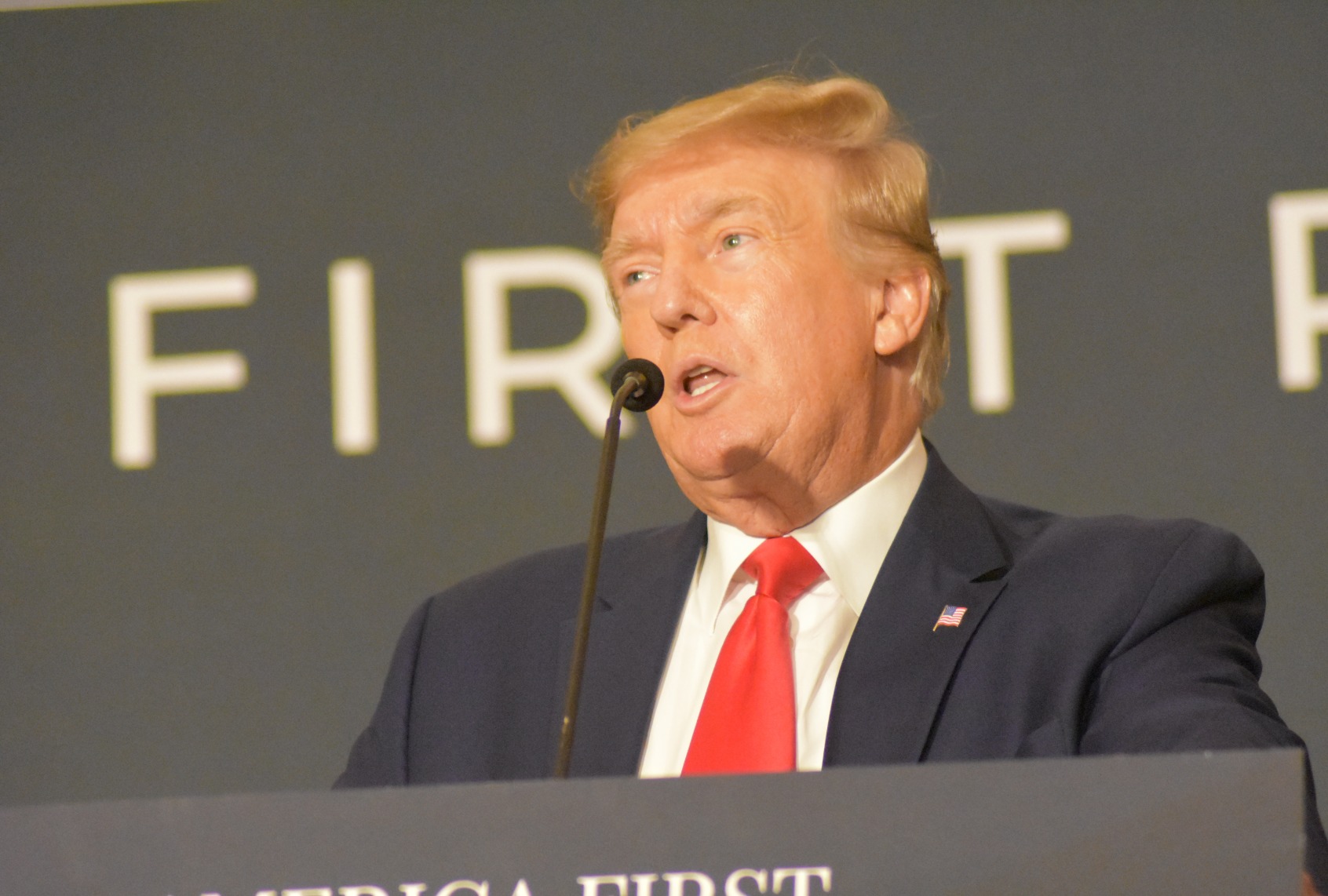 Former President Donald Trump delivers remarks at the America First Agenda Summit in Washington, D.C., United States on July 26, 2022. (Kyle Mazza/Anadolu Agency via Getty Images)