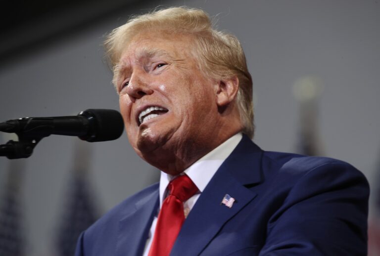 Former president Donald Trump speaks to supporters at a rally at the Mohegan Sun Arena on September 03, 2022 in Wilkes-Barre, Pennsylvania. (Spencer Platt/Getty Images)