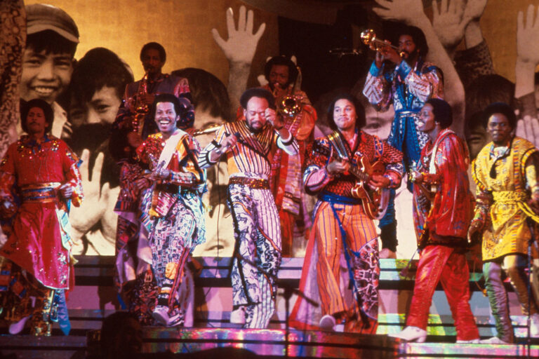 Earth Wind & Fire perform at Music for UNICEF Concert at The United Nations in New York, on January 9, 1979. (Michael Putland/Getty Images)