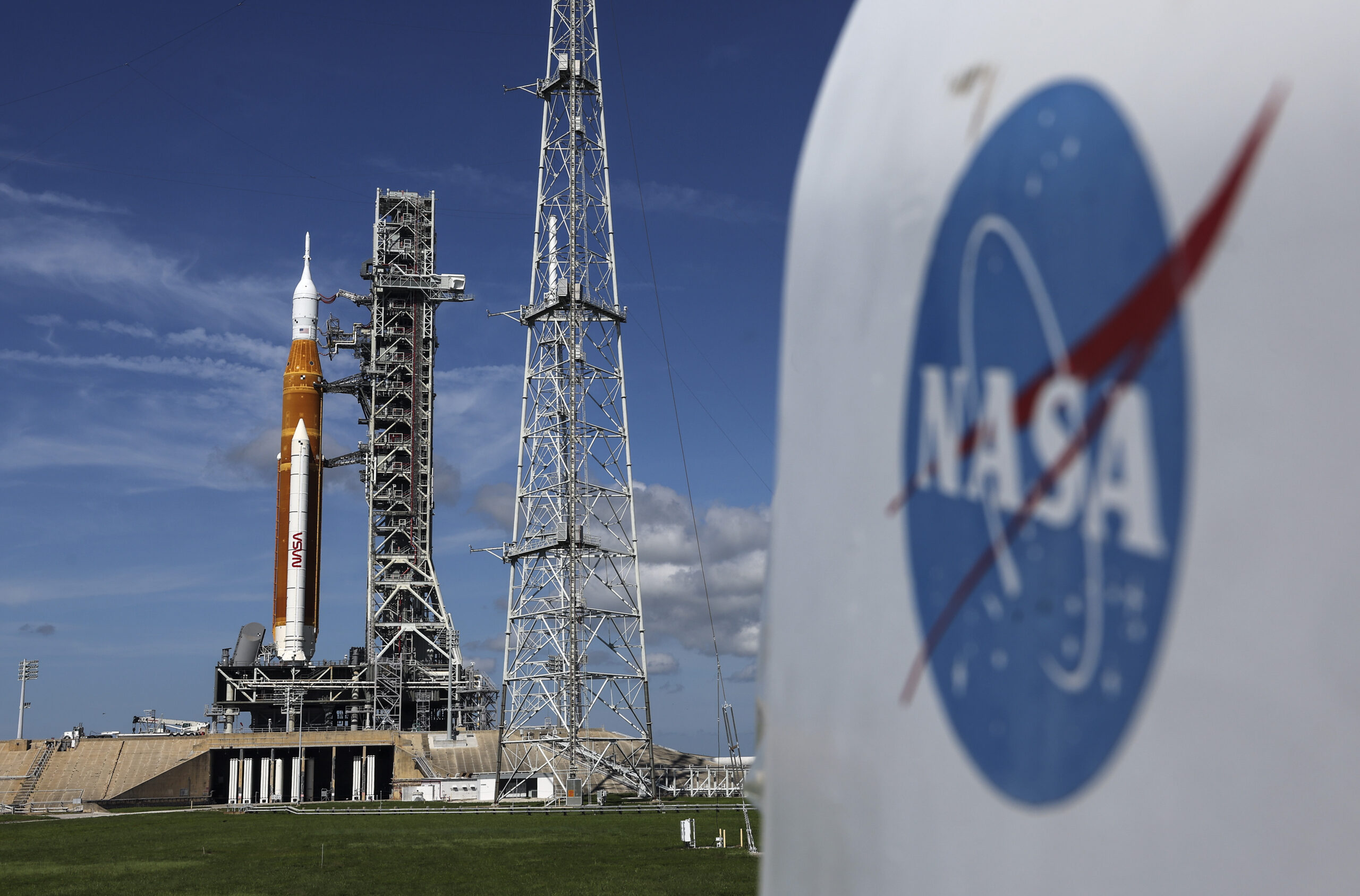 NASA's Artemis I rocket sits on launch pad 39-B at Kennedy Space Center on Sept. 1, 2022, in Cape Canaveral, Florida. (Kevin Dietsch/Getty Images)