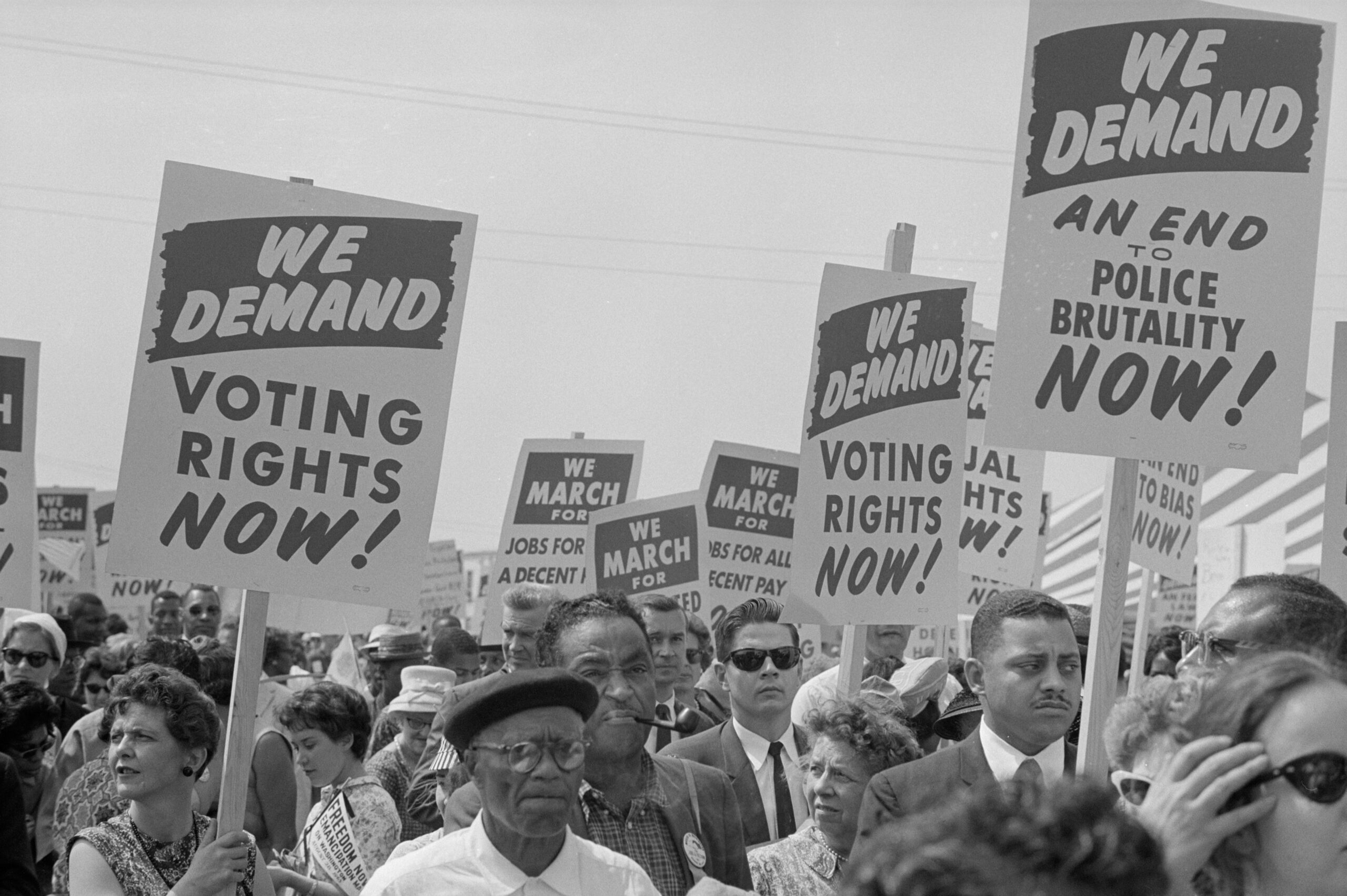 Demonstrators participate in the March on Washington for Jobs and Freedom, Aug. 28, 1963. (Library of Congress/Interim Archives/Getty Images)