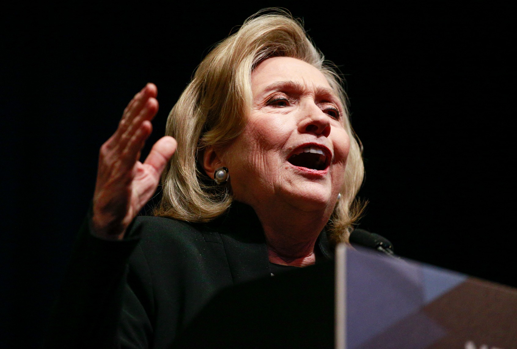 Former US Secretary of State and former senator Hillary Clinton speaks during the New York Democratic Party 2022 state Nominating Convention, in New York City on February 17, 2022. (KENA BETANCUR/AFP via Getty Images)