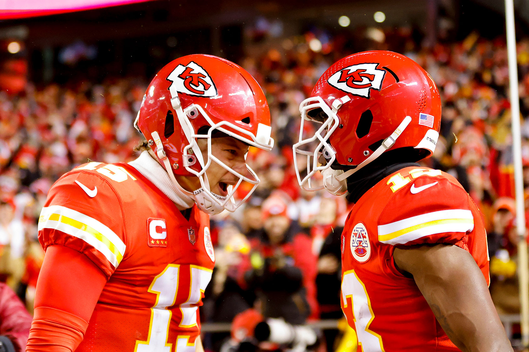 Kansas City Chiefs players celebrate scoring a touchdown (David Eulitt/Getty Images)