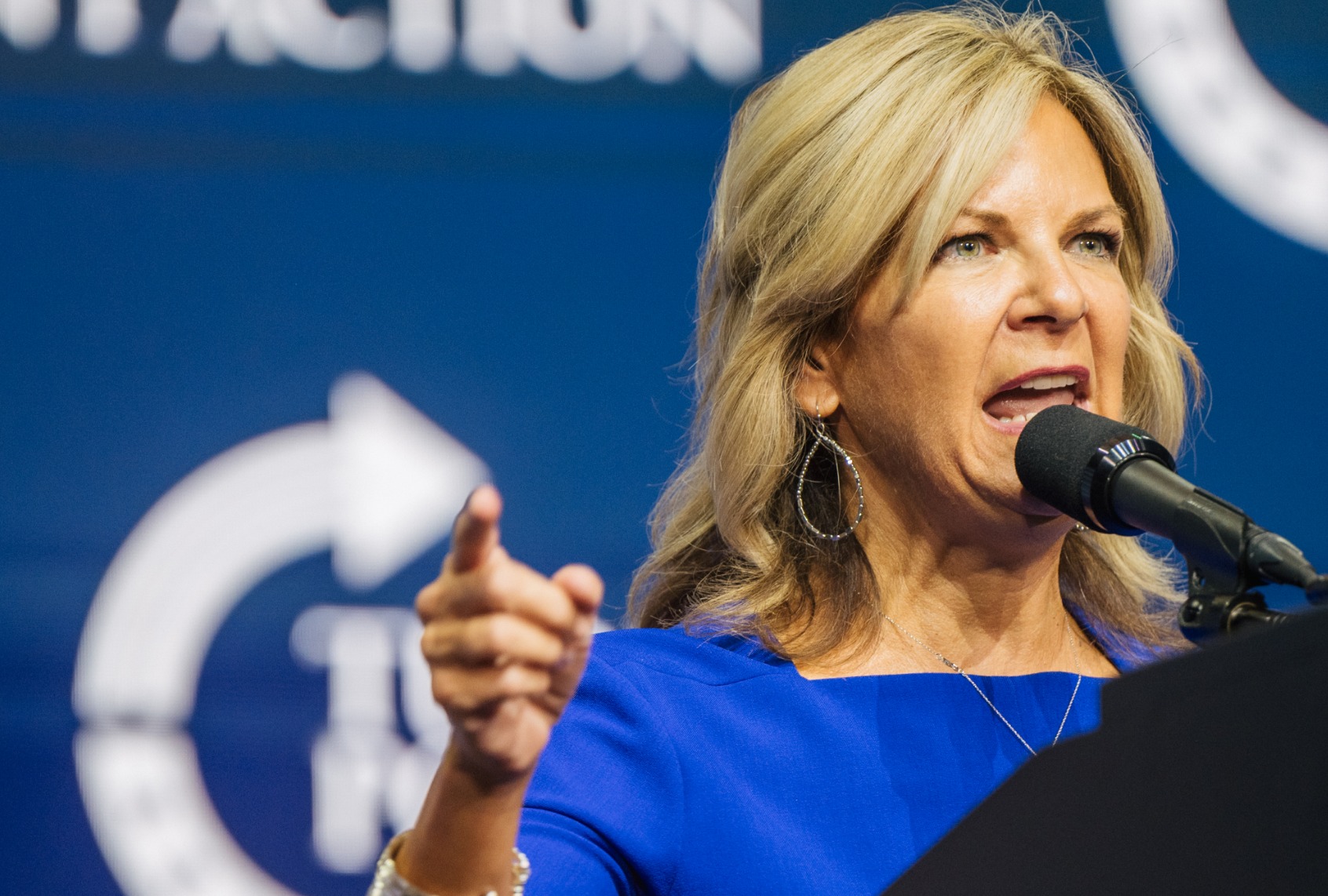 Arizona Chairwoman Kelli Ward speaks during the Rally To Protect Our Elections conference on July 24, 2021 in Phoenix, Arizona. (Brandon Bell/Getty Images)